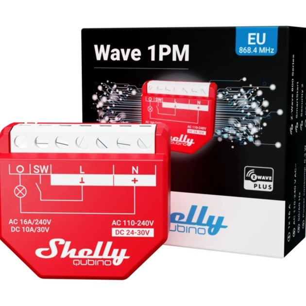 Przekaźnik Shelly Qubino Wave 13:00 (czerwony, 1-kanałowy, z-wave)