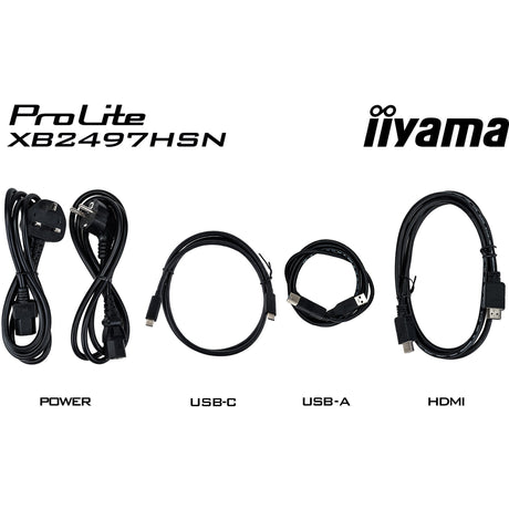 Monitor Iiyama prolite xb2497hsn-b1 23.8 (czarny (matowy), 100 Hz, HDMI, Display Port, USB-C, audio, LAN)