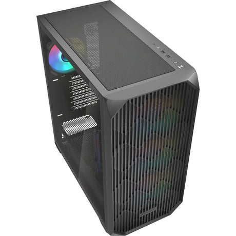 Obudowa midi tower Sharkoon ak3 rgb (czarna | 2x usb-a | 1x usb-c | rgb | szkło hartowane)