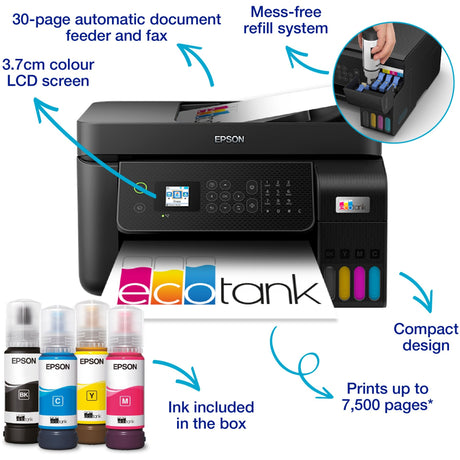 Uniwersalna drukarka atramentowa Epson ecotank et-4800 z funkcją faksu (czarna)