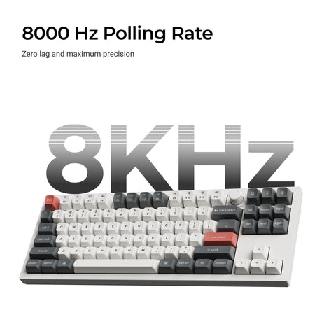 Keychron q3 ultra-m1 8k bezprzewodowa, niestandardowa klawiatura mechaniczna (czarna, układ amerykański (qwerty), jedwabny pom czerwony, 80% (tkl), rgb, hot swap, 8k, 2,4 ghz | bluetooth 5.2 | usb-c)