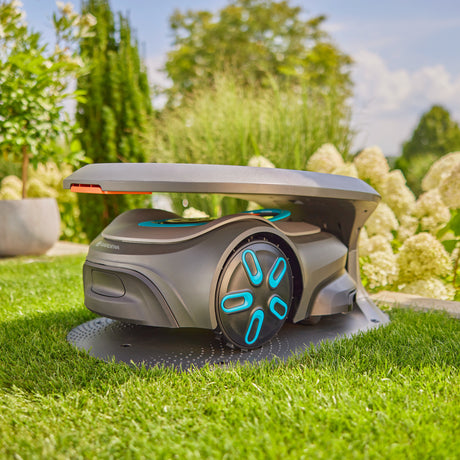 Garaż dla kosiarki automatycznej Gardena Sileno do baldachimu Sileno Pro Max Free (szary pomarańczowy)
