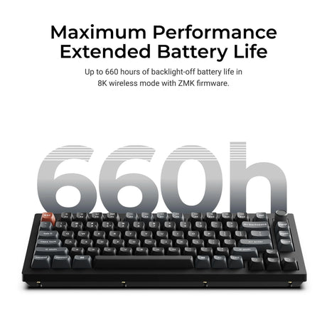 Bezprzewodowa, niestandardowa klawiatura mechaniczna Keychron v1 ultra 8k (czarna, układ amerykański (qwerty), jedwabny pom brązowy, 75%, rgb, hot swap, 2,4 GHz | bluetooth 5.3 | USB-C)