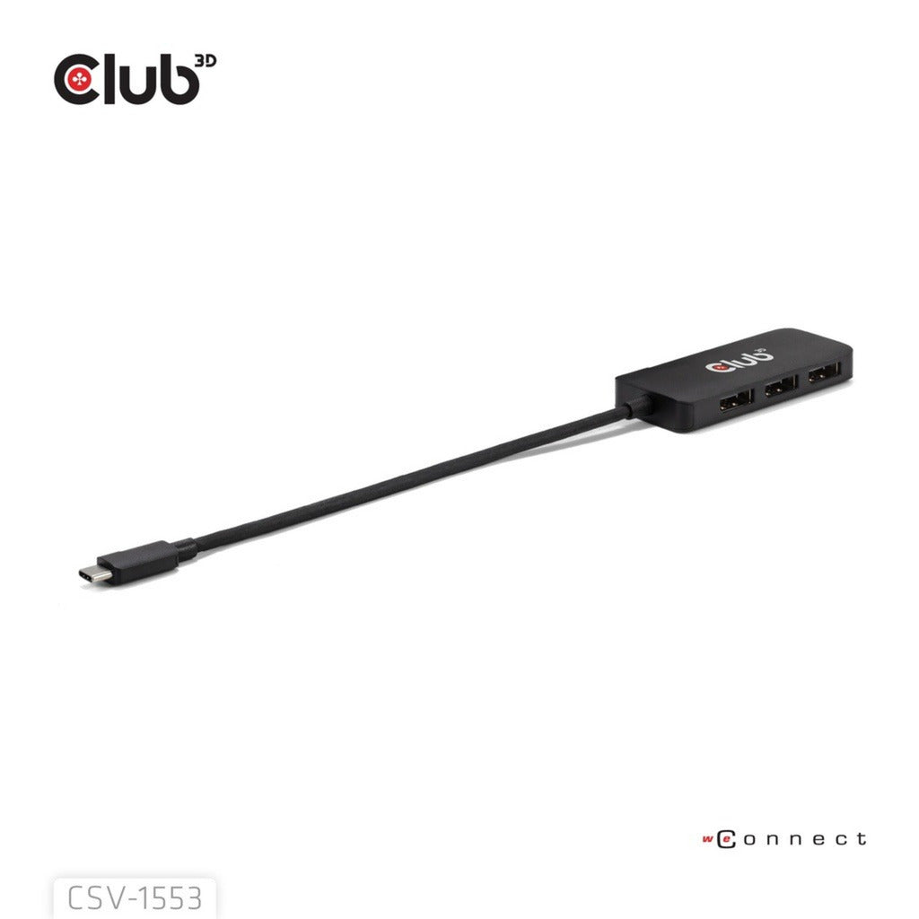 Koncentrator Club 3D USB-C na Triple DisplayPort MST (czarny, 4K60 Hz)