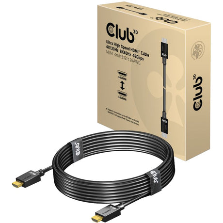Kabel męsko-męski Club 3D ultra high speed HDMI 2.1 (czarny, 4 metry, 4K 120 Hz, 8K 60 Hz, 48 Gb/s)