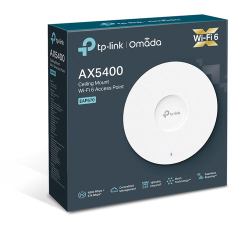 Punkt dostępowy Tp-Link Omada EAP670 AX5400 WiFi 6 do montażu sufitowego Punkt dostępowy siatkowy (biały, PoE)