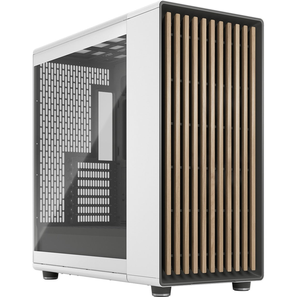 Obudowa Midi Tower o konstrukcji fraktalnej North XL (biały kolor drewna | 2x USB-A | 1x USB-C | szkło hartowane)