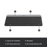 Zestaw bezprzewodowy Logitech mk470 slim (czarny, układ US-International (QWERTY), przełączniki nożycowe, 100%, 1000 dpi)