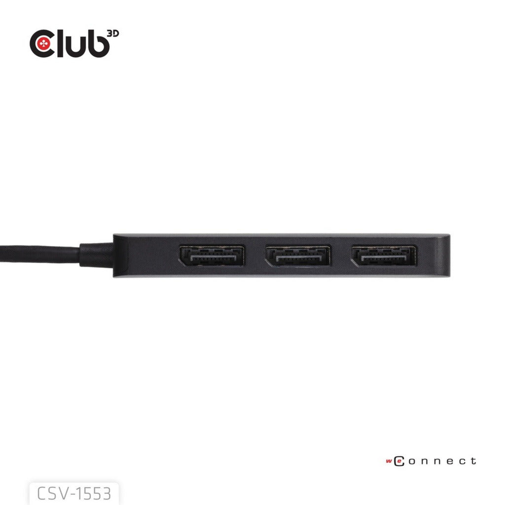 Koncentrator Club 3D USB-C na Triple DisplayPort MST (czarny, 4K60 Hz)