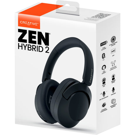 Słuchawki nauszne Creative Zen Hybrid 2 (czarne, Bluetooth 5.2, USB-C, hybrydowy ANC)
