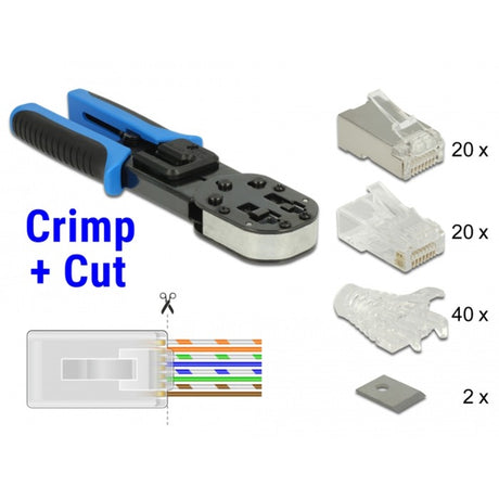 Delock Zestaw szczypiec do zaciskania rj45 + cięcia (czarno-niebieski)