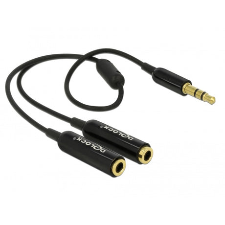 Delock Kabel rozgałęźnik audio stereo jack męski 3,5 mm > 2x stereo jack żeński kabel rozgałęźny (czarny)