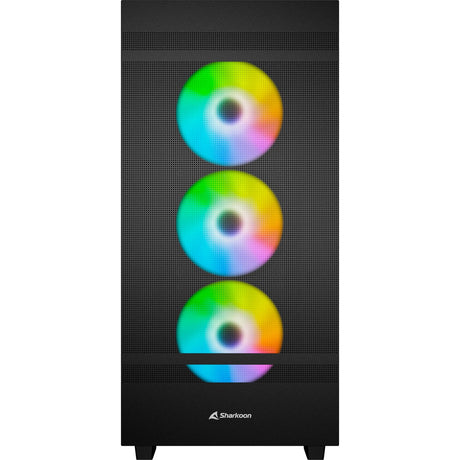 Sharkoon rebel c50 czarna obudowa midi tower rgb (czarna | 2x usb-a | 1x usb-c | rgb | szkło hartowane)