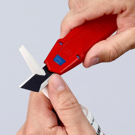 Uniwersalny nóż do cięcia pudełek Knipex Cutix (czerwony niebieski, w zestawie ostrza noża 2)