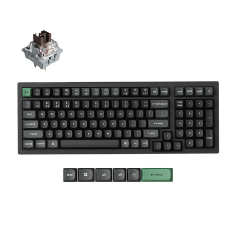 Keychron k4 ultra 8k wireless custom mechanical keyboard (zwart, us lay-out (qwerty), apex brown, 96%, rgb leds, osa double-shot pbt, usb-c | 2.4 ghz | bluetooth 5.2)