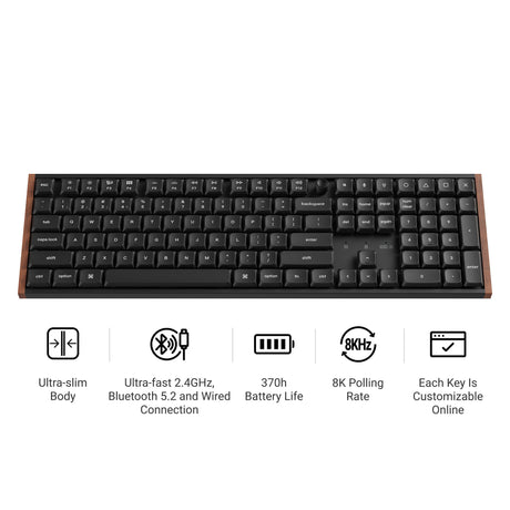 Keychron k5 ultra 8k wireless custom mechanical keyboard (zwart, us lay-out (qwerty), milk pom banana, 100%, rgb leds, lsa double-shot pbt, usb-c | 2.4 ghz | bluetooth 5.2)