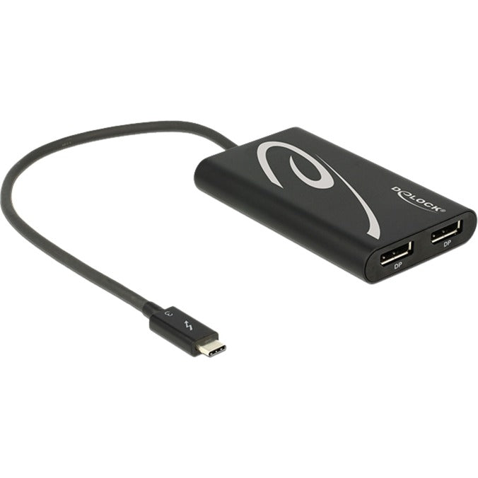 Delock adapter Thunderbolt 3 > 2x Display Port (czarny, 0,27 m)