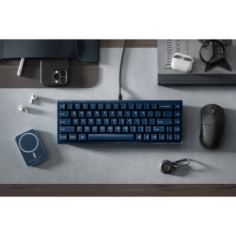 Keychron q16 on 8k klawiatura z przełącznikiem magnetycznym (niebieska, układ amerykański (qwerty), ultraszybka limonka, 65%, rgb, hot swap, 8k)