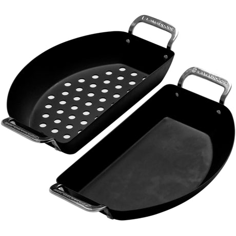 Zestaw patelni Kamado Joe Karbon Steel Half Moon. Patelnia do smażenia