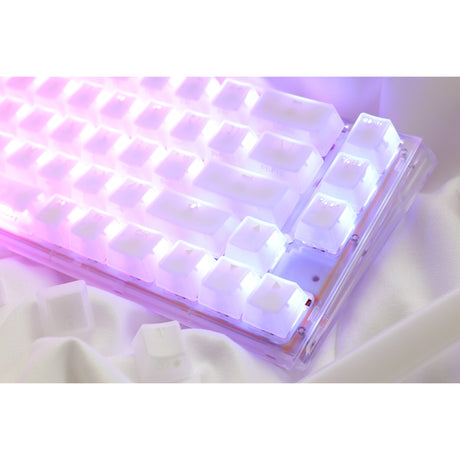 Klawiatura mechaniczna Ducky one 3 sf aura biała rgb (biała, układ amerykański (qwerty), wiśniowy mx brązowy, 65%, abs double shot, hot swap)