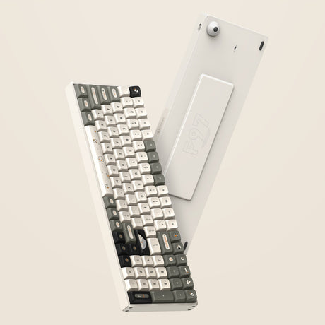Bezprzewodowa klawiatura mechaniczna Iqunix F97 hitchhiker (szara, układ amerykański (qwerty), wiśnia mx czerwona, 96%, diody rgb, możliwość wymiany podczas pracy, pbt, 2,4 ghz | bluetooth 5.1 | usb-c)