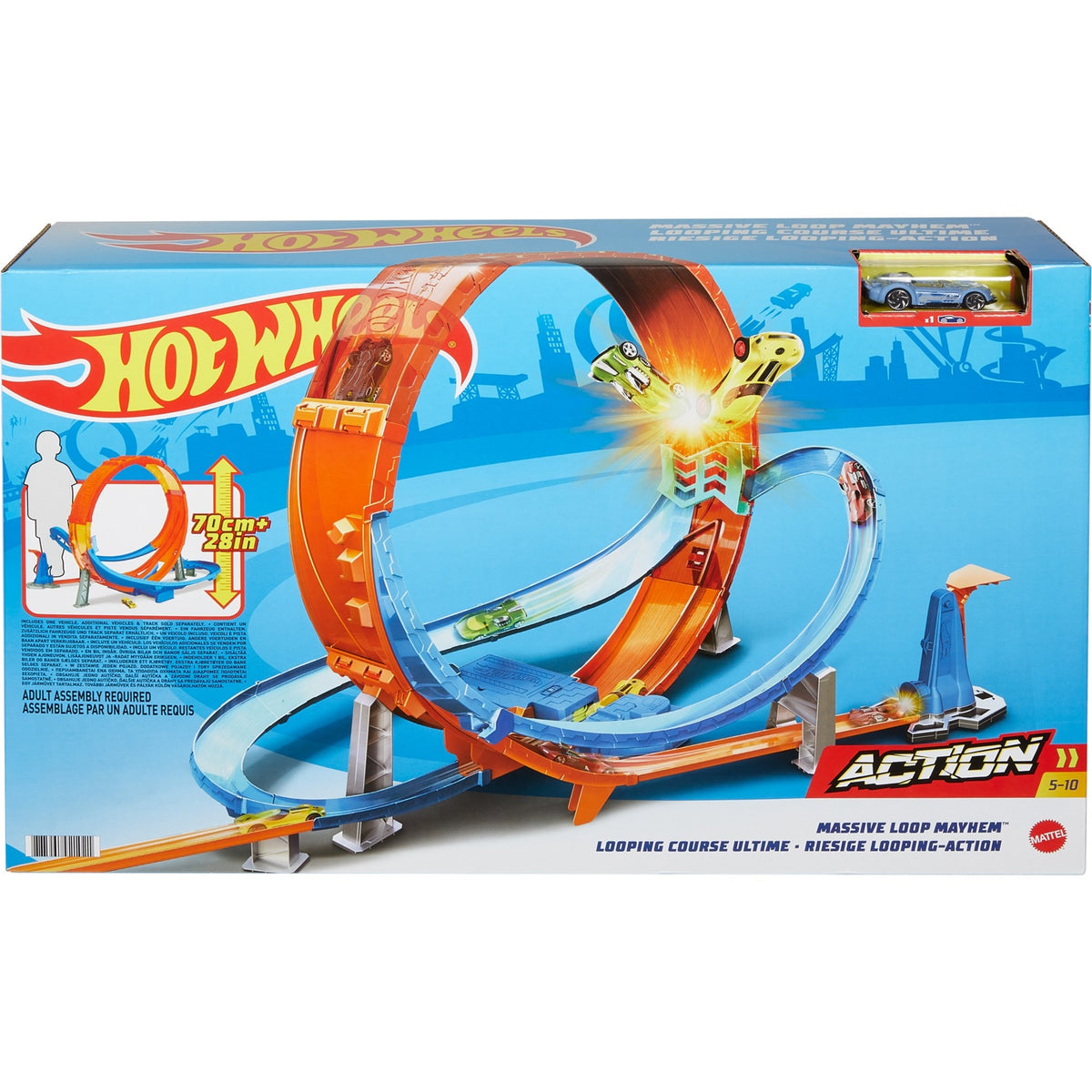 Tor wyścigowy z ogromną pętlą Hot Wheels i chaosem