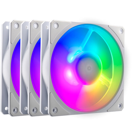 Cooler master mobius 120p argb 120x120x25 wentylatory obudowy (białe, 3 sztuki, 120 x 120 x 25 mm, pwm)