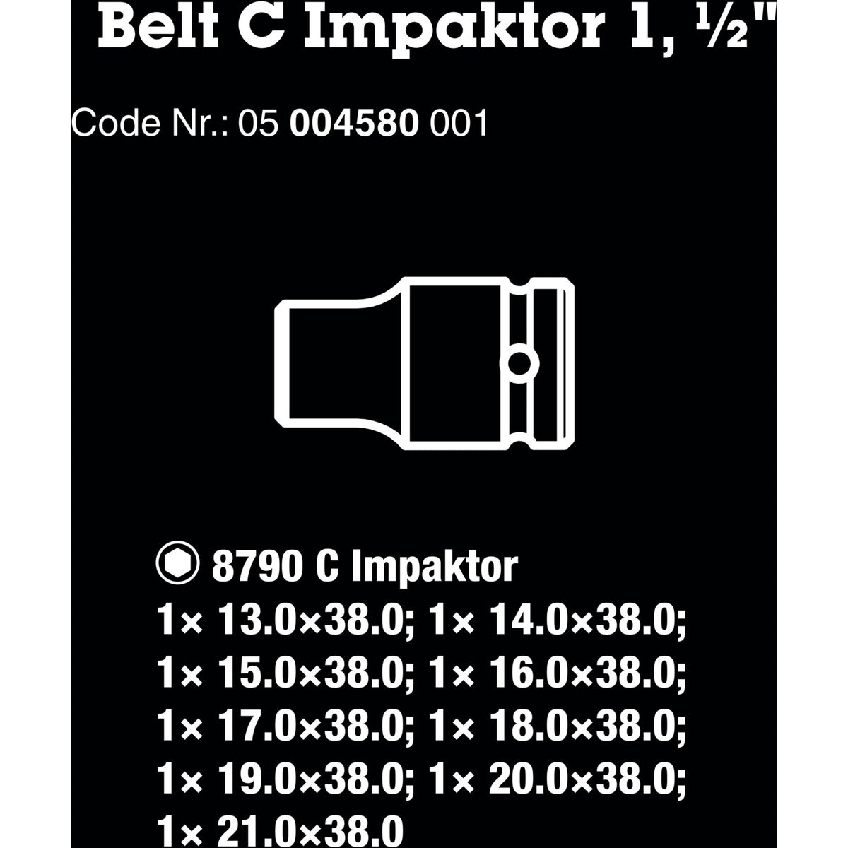 Zestaw udarowy Wera Belt C 1 zestaw nasadek, 1 klucz nasadowy 2 (czarny, 9-częściowy, do kluczy udarowych)