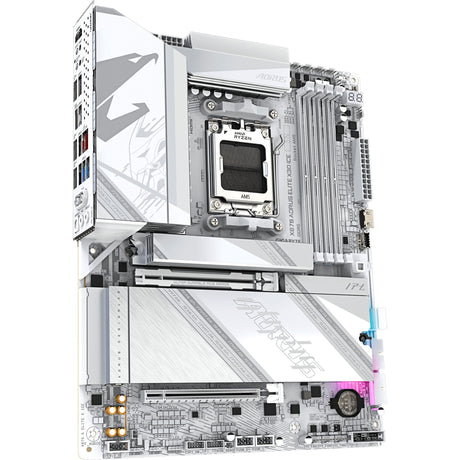 Gigabyte x870 aorus elite x3d ice socket am5 moederbord (zilver wit, raid, 5 gb-lan, wi-fi 7, bt, sound, atx)