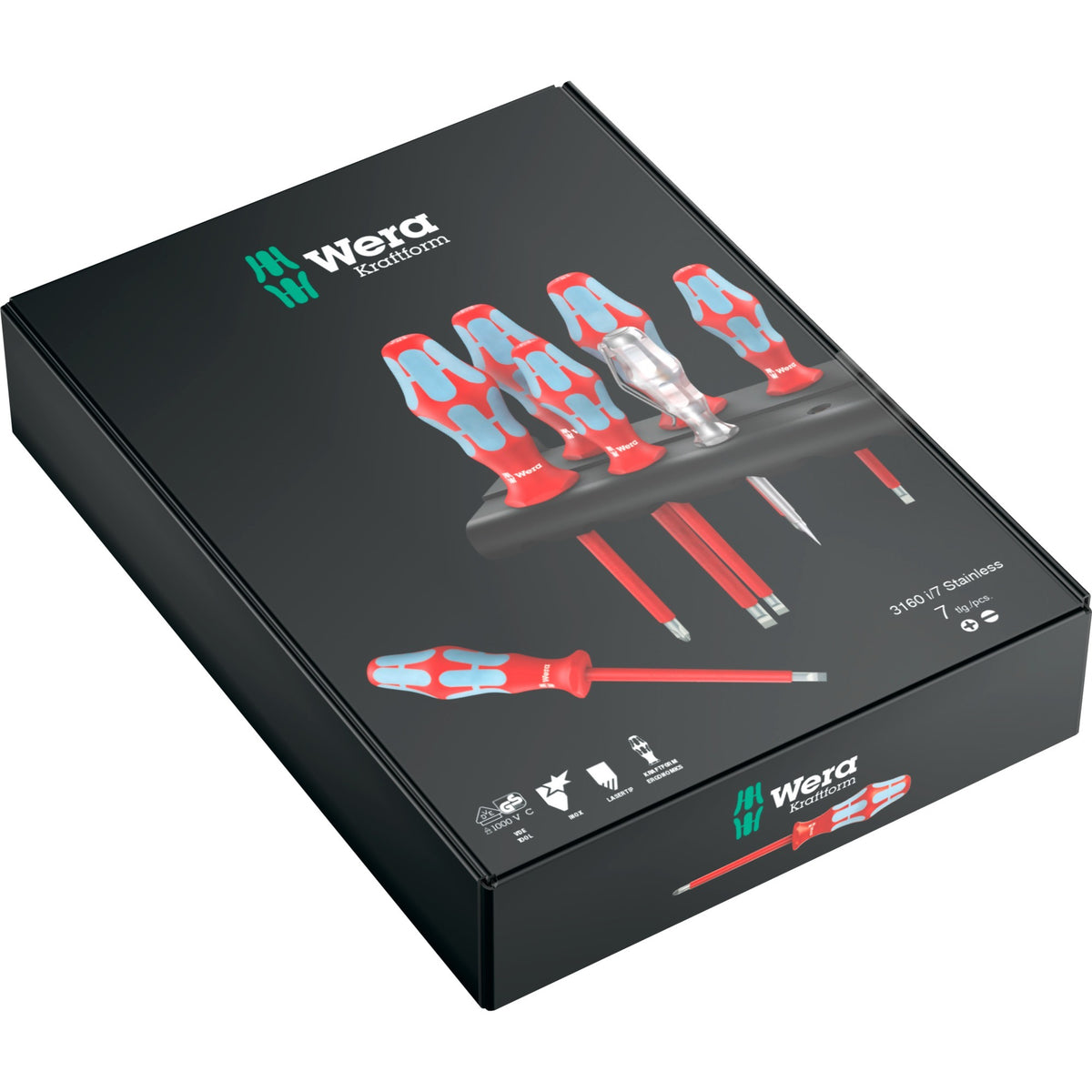 Zestaw wkrętaków Wera 3160 i 7 kraftform plus, stal nierdzewna + stojak (czerwony niebieski, 7 szt.)