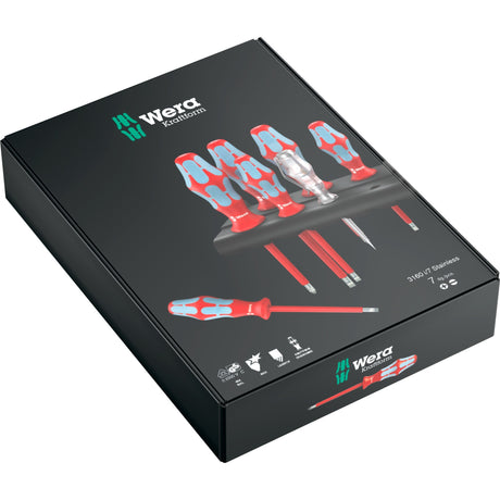 Zestaw wkrętaków Wera 3160 i 7 kraftform plus, stal nierdzewna + stojak (czerwony niebieski, 7 szt.)