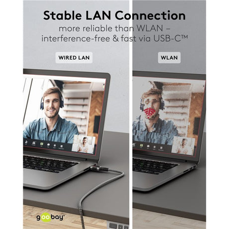 Adapter sieciowy Goobay USB-C 3.2 gen1 na RJ-45 (czarno-srebrny, 2 metry)