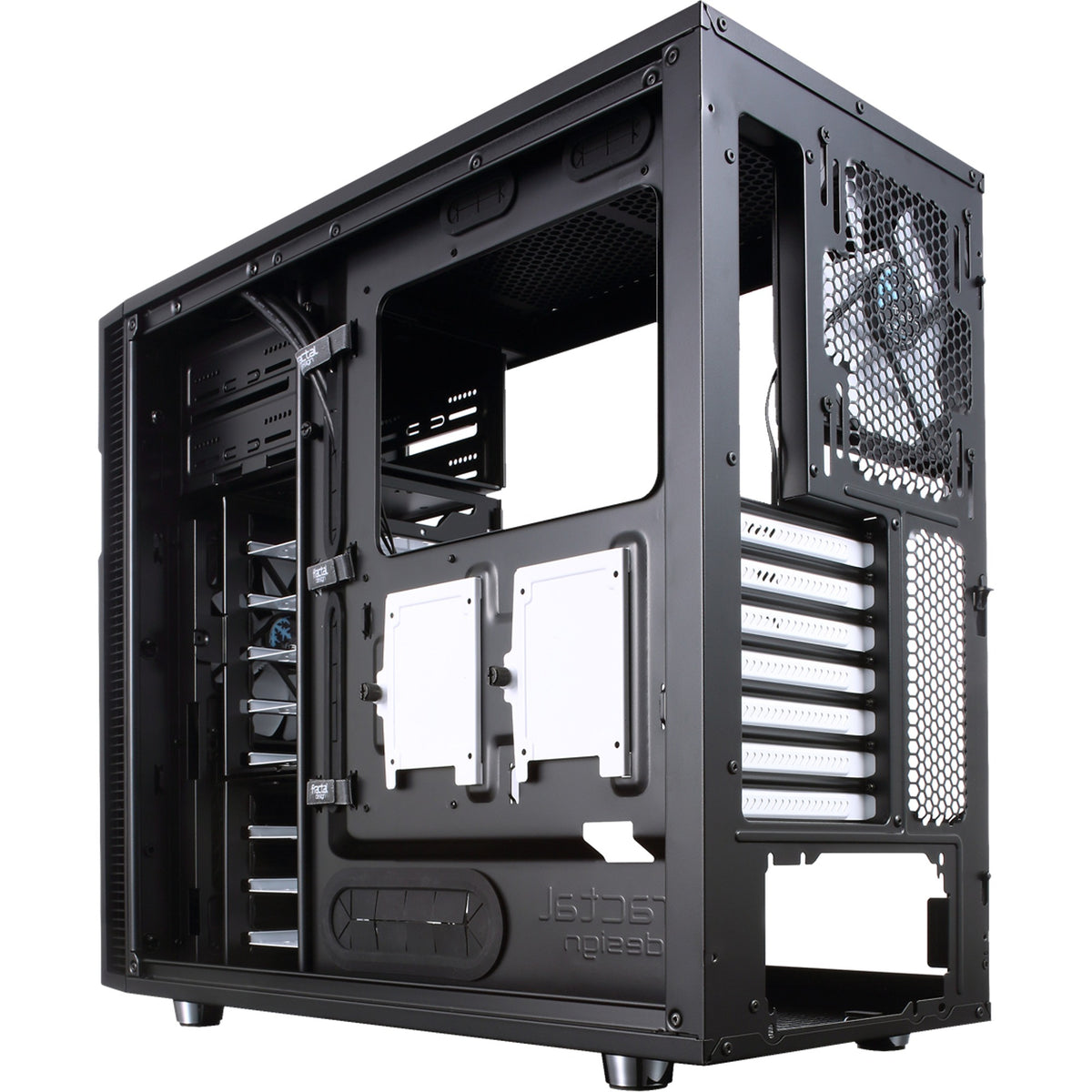 Konstrukcja fraktalna definiuje obudowę midi tower r5 (czarna | 4x usb-a)