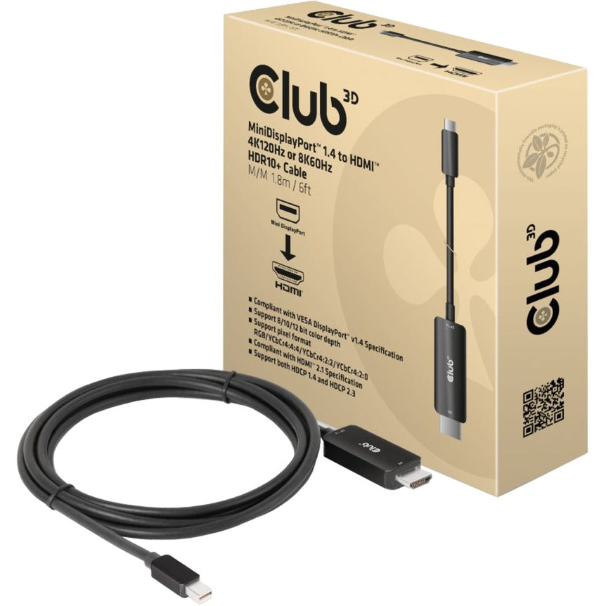 Kabel Club 3D mini displayport 1.4 na HDMI (czarny, 1,8 m)