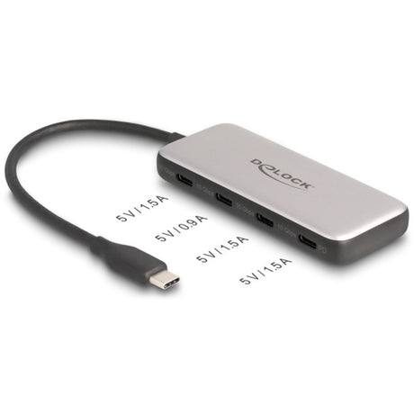 Delock 4-portowy koncentrator USB-C + PD 85 W (szary)