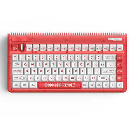 Bezprzewodowa klawiatura mechaniczna Iqunix og80 Joy Seller (czerwona, układ amerykański (qwerty), iqunix moonstone, 80% (tkl), diody led rgb, możliwość wymiany podczas pracy, pbt, 2,4 GHz | bluetooth 5.1 | usb-c)