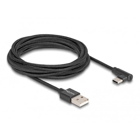 Delock Kabel USB 2.0 typu A, męski na USB typu C, męski, kątowy, kabel 3 m (czarny)