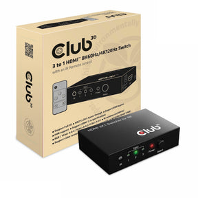 Club 3d 3 - 1 przełącznik hdmi 8k 60hz 4k 120hz (czarny)
