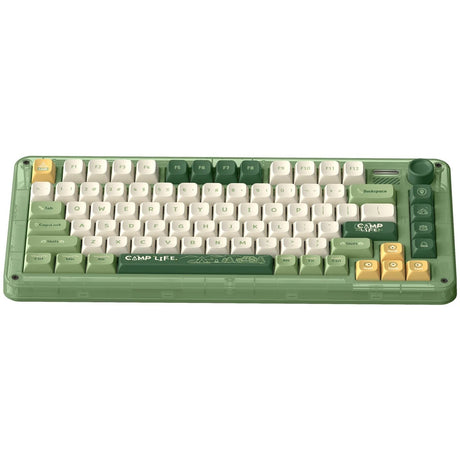 Bezprzewodowa mechaniczna klawiatura kempingowa Iqunix Zx75 (zielona, układ US (QWERTY), Iqunix Moonstone Turbo, 75%, diody LED RGB, możliwość wymiany podczas pracy, podwójne PBT, 2,4 GHz | Bluetooth 5.1 | USB-C)