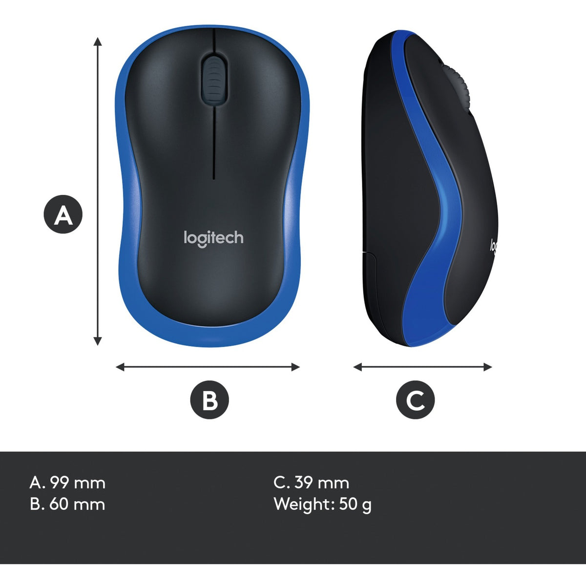 Logitech wireless mouse m185 (blue, retail)