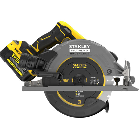 Piła tarczowa Stanley Fatmax v20 18 V Ręczna piła tarczowa 190 mm (czarno-żółta, akumulator i ładowarka w zestawie, z walizką)