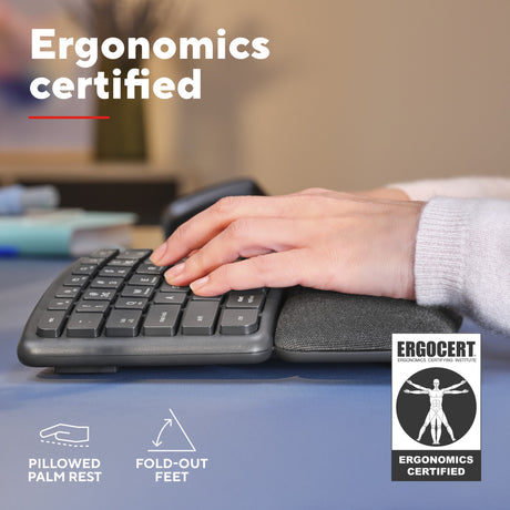 Ergonomiczna klawiatura bezprzewodowa Trust Keyra (czarna, układ US (QWERTY), 100%, 2,4 GHz USB | Bluetooth)