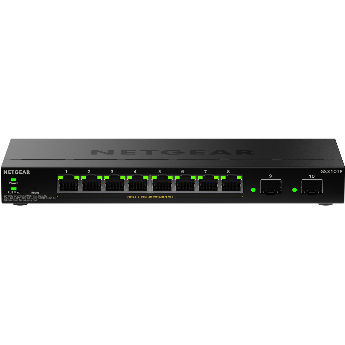 Przełącznik Netgear gs310tpv2 (czarny, budżet PoE 55W)
