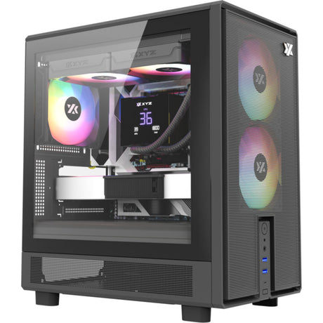 Obudowa Xyz pc gear atom midi tower (czarna | 2x USB-A | 1x USB-C | szkło hartowane)