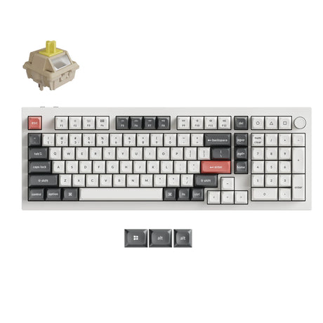 Keychron q5 ultra-m3 8k bezprzewodowa, niestandardowa klawiatura mechaniczna (biała, układ amerykański (qwerty), jedwabny pom banan, 96%, rgb, hot swap, 8k, 2,4 ghz | bluetooth 5.2 | usb-c)