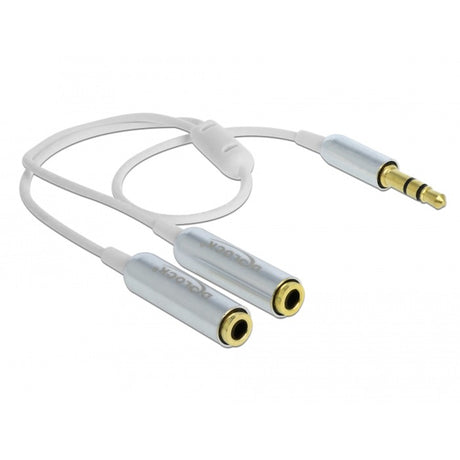 Delock Kabel rozgałęźnik audio stereo jack męski 3,5 mm > 2x stereo jack żeński kabel rozgałęźny (biały srebrny)