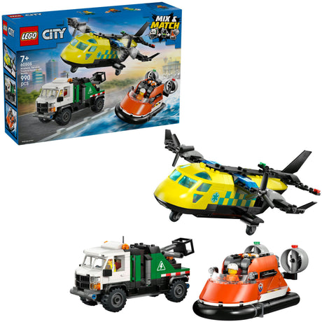 Lego City Great Vehicles 60505 remiks samolotu, pojazdu serwisowego i poduszkowca