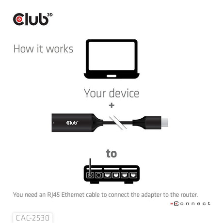 Adapter Club 3D USB-C na RJ45 5 Gb/s Ethernet M-F (czarny)