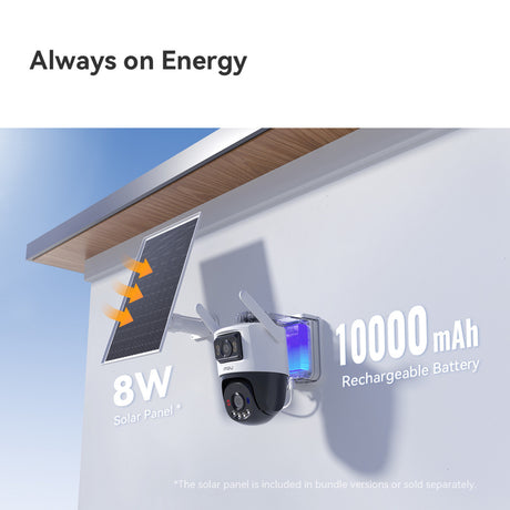 Kamera zewnętrzna Imou Aov z podwójnym obiektywem 5mp+5mp (biała, 3k, 4G LTE, WiFi 6, panel słoneczny)