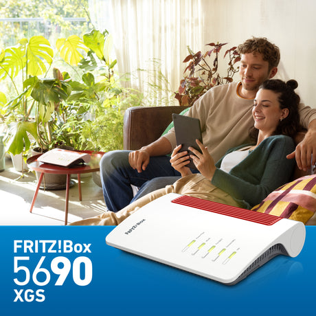 Fritz! box 5690 xgs edycja międzynarodowy router światłowodowy (biały czerwony, mesh Wi-Fi, 10 Gbit s)